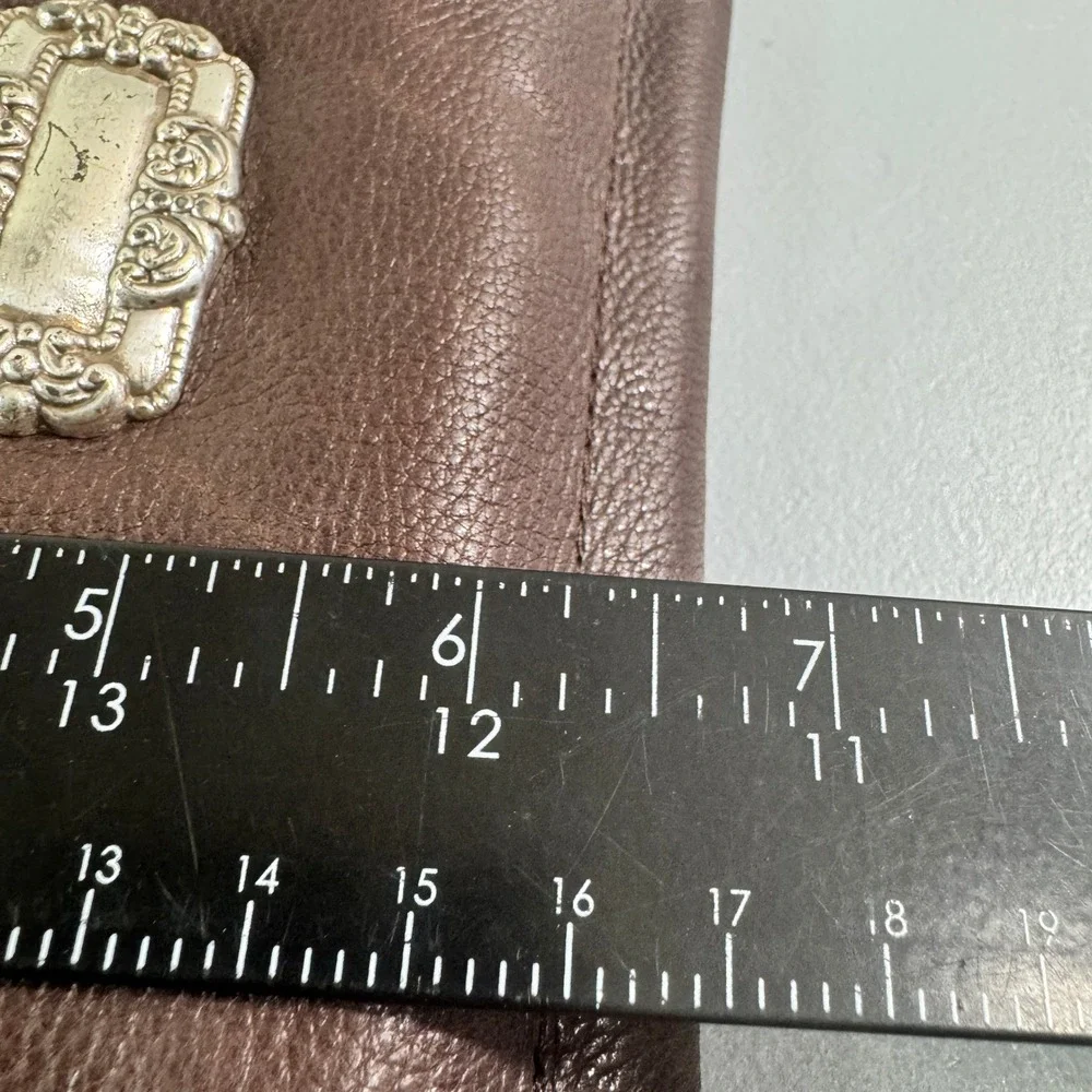 Vintage Fossil Brown Pebbled Leather Crossbody Bag Flap Filigree Detail